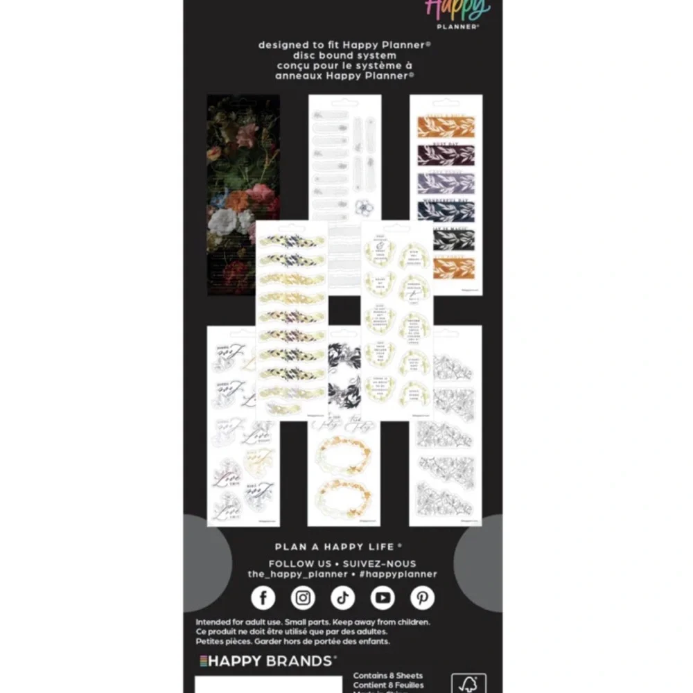 NWT-The Happy Planner-Bold Baroque 8 STICKER SHEETS